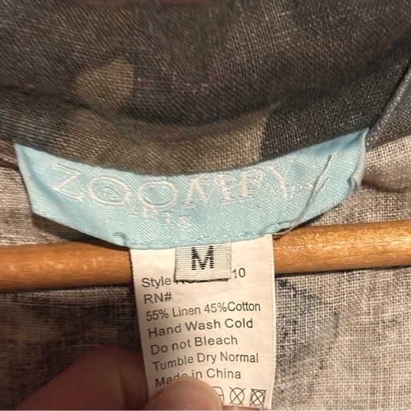 Zoompy Women's Camouflage Utility Jacket with Orange Trim 55% Linen 45%Cotton - Picture 3 of 5